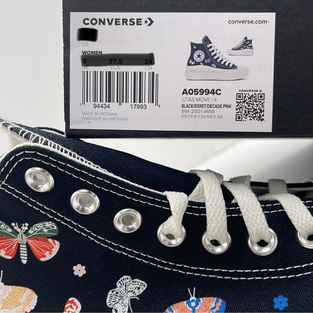 Converse WMNS Black High-Top Sneakers A05994C
CTAS MOVE HI
BLACK/EGRET/DECADE PK - Picture 16 of 16